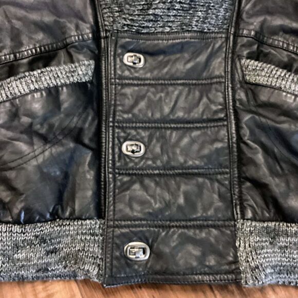 American Male Vintage Bomber Mixed Media Leather Jacket Men's in Black Large - Picture 7 of 10